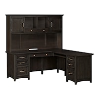 Transitional Credenza & Hutch with Adjustable Shelving and Locking File Drawers