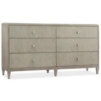 Contemporary 6-Drawer Dresser with Faux Shagreen Drawer Knobs