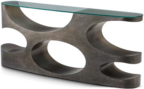 Contemporary Metal Console Table with Glass Top