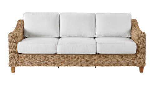 Coastal Outdoor Sofa with Wicker Frame