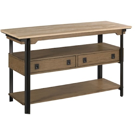 Contemporary Two-Tone Sofa Table with Drawer and Shelf Storage