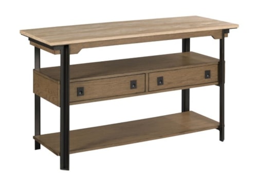 Contemporary Two-Drawer Sofa Table with Lower Shelves