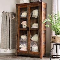 Rustic Solid Wood Bookcase with Glass Doors