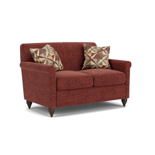 Transitional Loveseat with Turned Legs