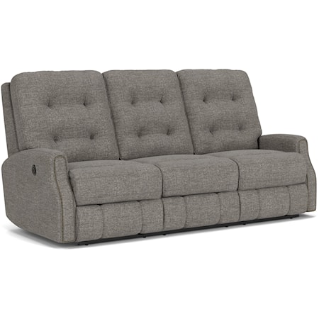 Transitional Button Tufted Power Reclining Sofa with USB Port
