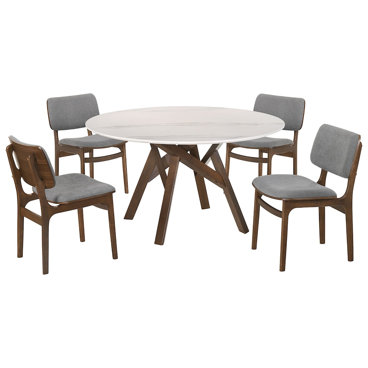 Armen Living Venus 5 Piece Walnut Dining Set