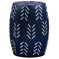 Indoor/Outdoor Navy/White Ceramic Stool