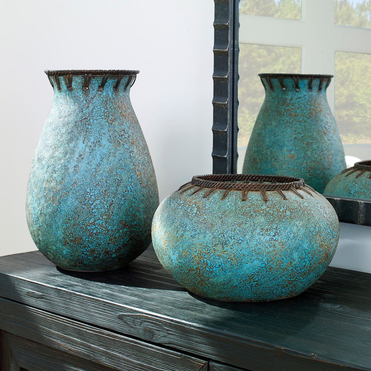 Uttermost Bisbee Bisbee Turquoise Vases S/2