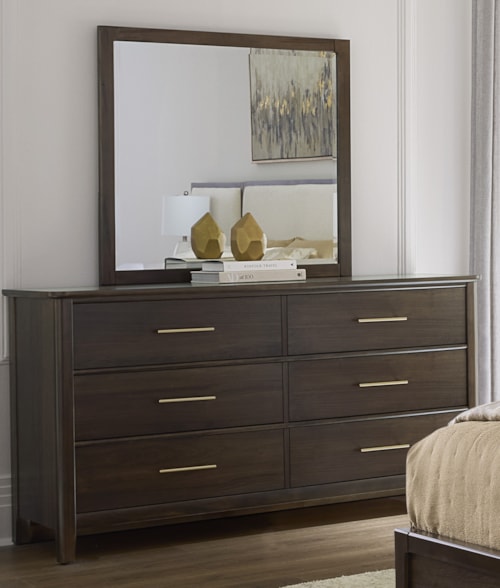 Transitional 6-Drawer Dresser with Self-Closing Drawers