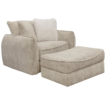 Casual Chair and One Half and Ottoman Set