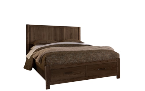 Transitional Queen Poster Bed with Footboard Storage