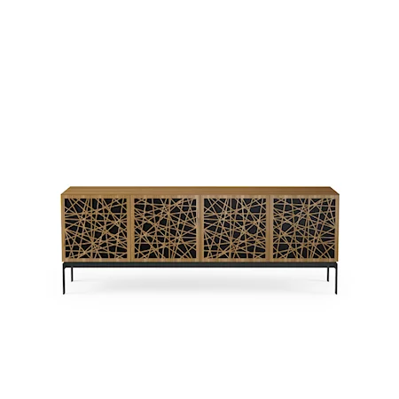 Contemporary 4-Door Storage Console with Ricochet Pattern