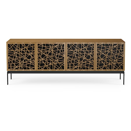Contemporary 4-Door Storage Console with Ricochet Pattern