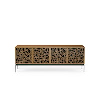 Contemporary 4-Door Storage Console with Ricochet Pattern