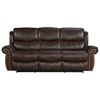 Traditional Power Reclining Sofa with USB Ports and Nailhead Trim