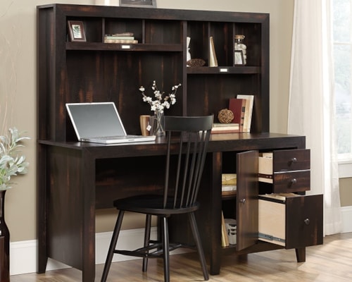 Industrial Computer Desk with Hutch & File Drawer