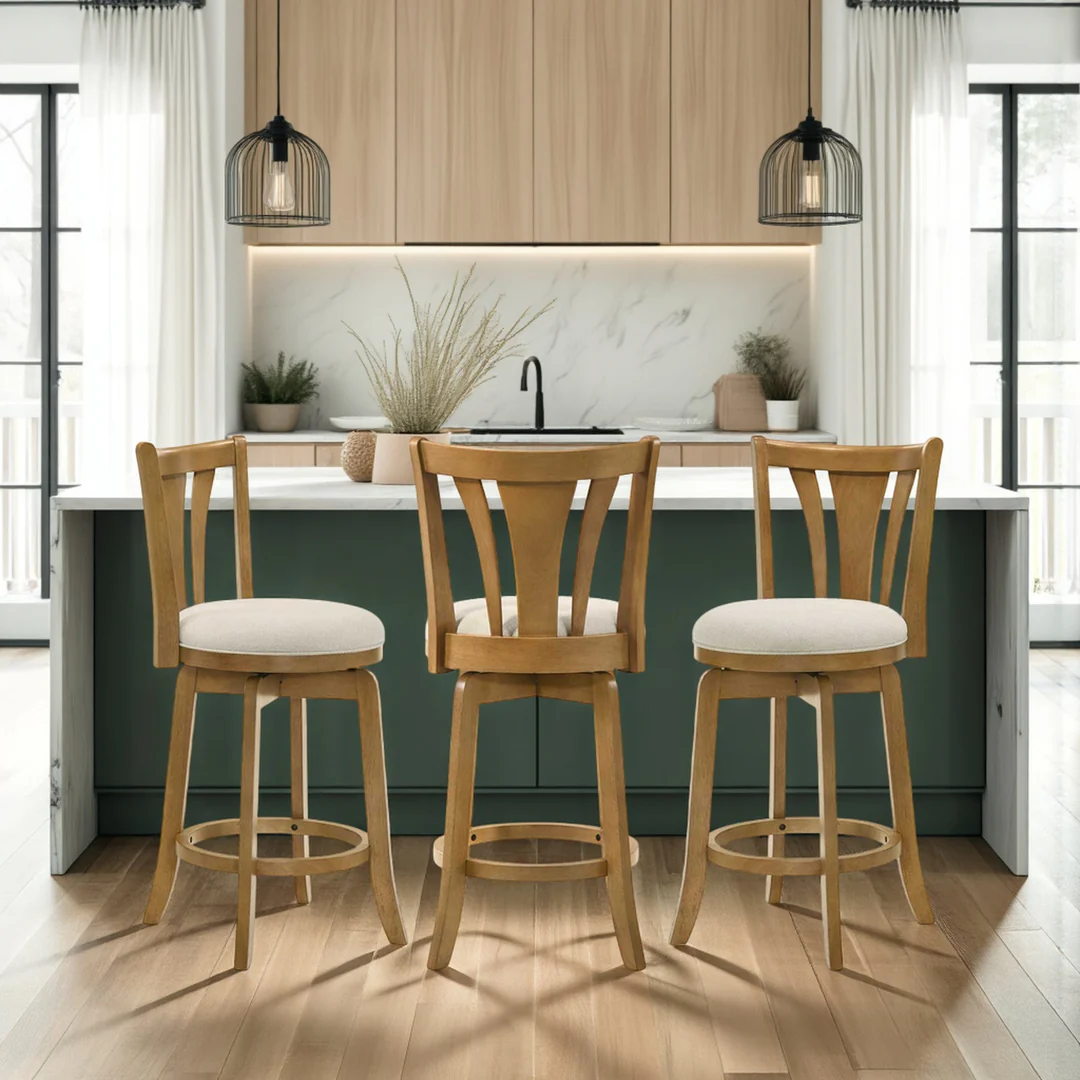 Armen Living Elle Upholstered Swivel Counter Stool