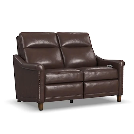 Transitional Reclining Loveseat with Power Headrest