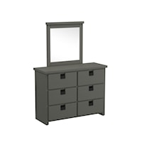 Casual 6-Drawer Kids Dresser with Mirror