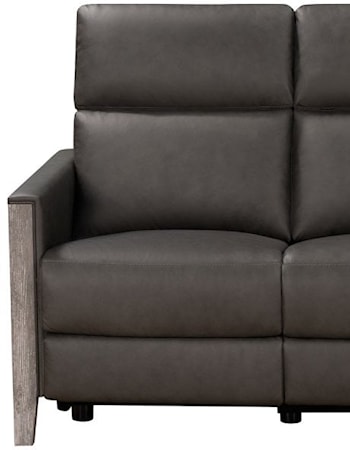 Power Reclining Sofa with Exposed Wood Trim