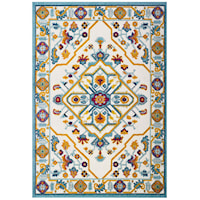 Freesia Distressed Floral Persian Medallion 5x8 Indoor and Outdoor Area Rug