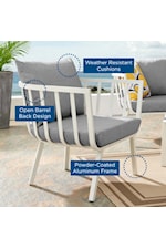 Modway Riverside Riverside Coastal 3 Piece Outdoor Patio Aluminum Sectional Sofa Set - Gray/Charcoal