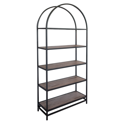 Transitional 5-Shelf Bookcase with Black Metal Frame