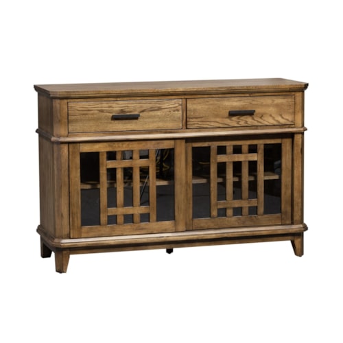 Mission Server with Felt-Lined Drawers and Adjustable Shelf