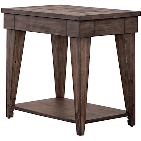 Rustic Contemporary Chair Side Table with Lower Shelf