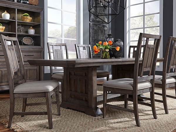 7 Piece Trestle Table Set