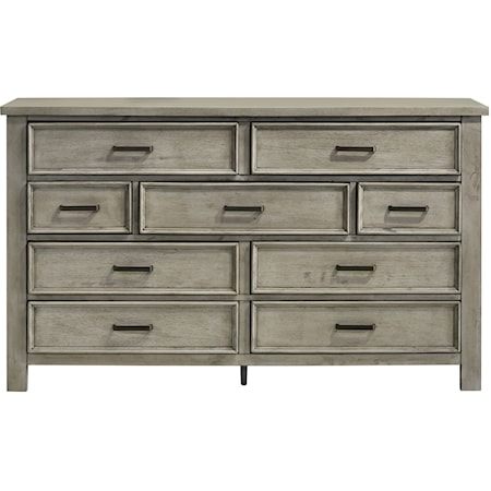 Transitional 9-Drawer Dresser with Felt-Lined Top Drawers