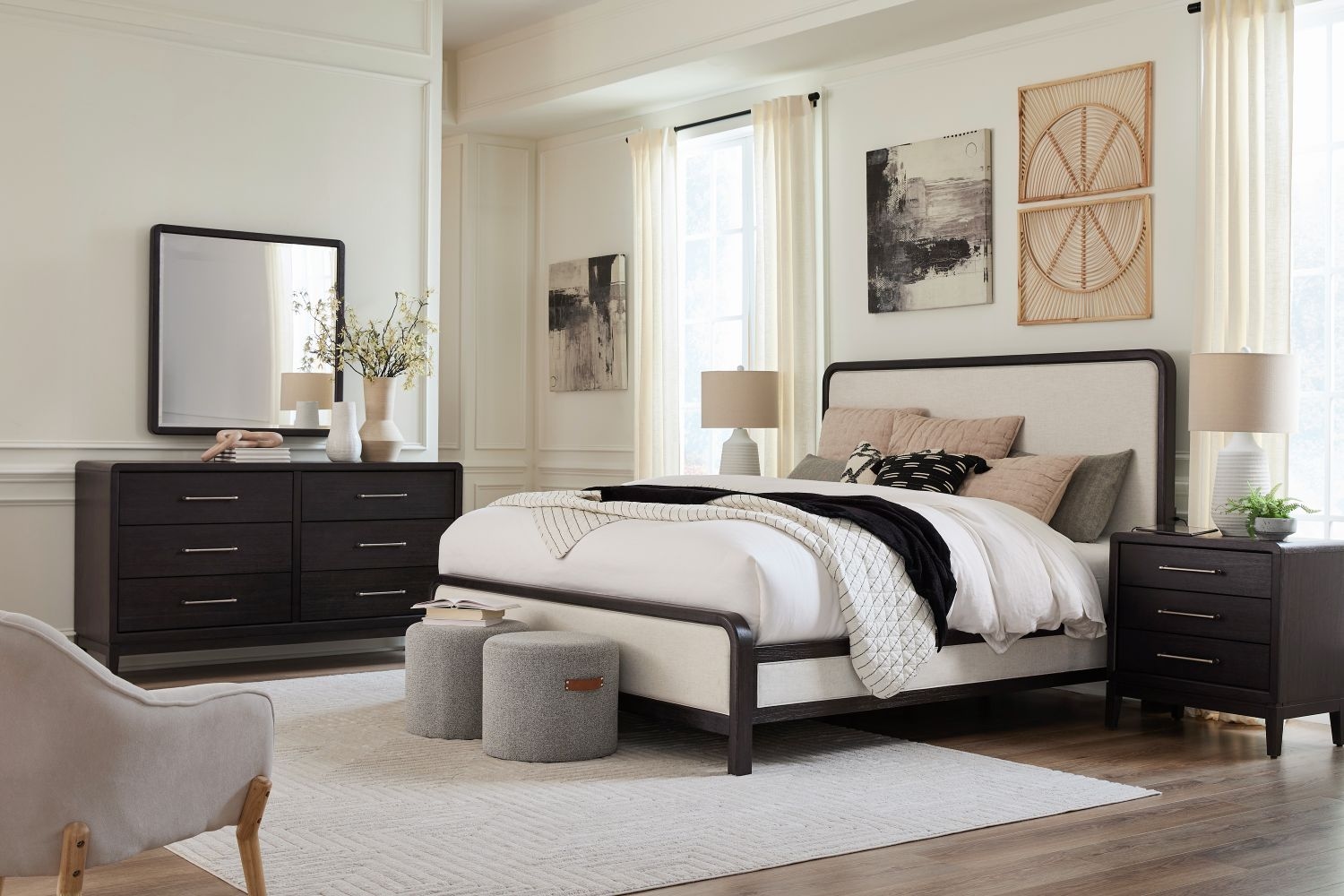 Queen Upholstered Panel Bed