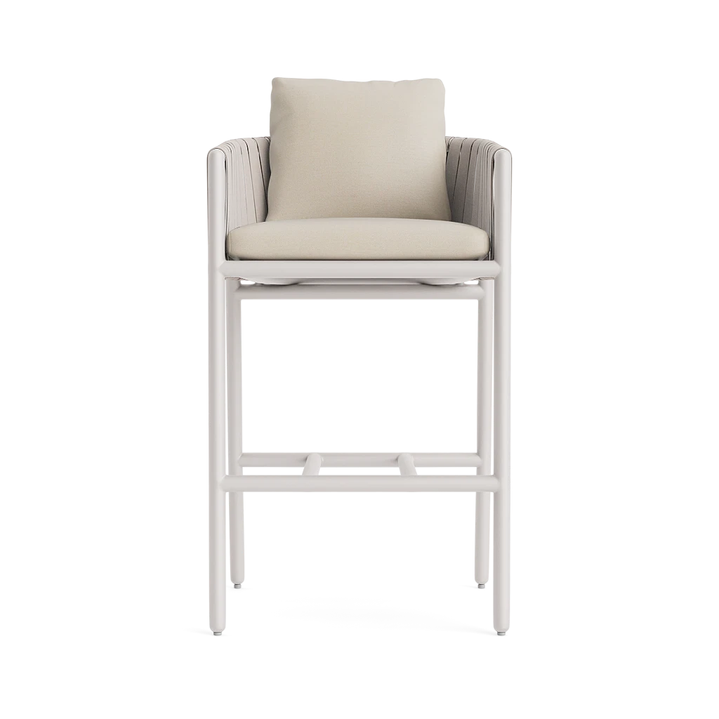 Brown Jordan Oscar Cushioned Barrel-Back Strap Barstool