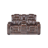 Casual Power Headrest Reclining Console Loveseat