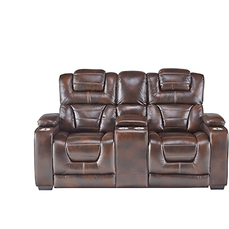 Power Headrest Reclining Console Loveseat