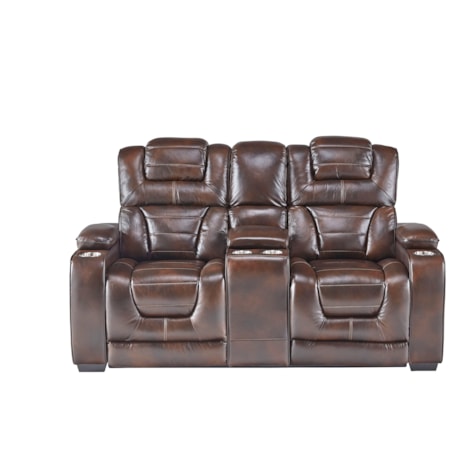 Power Headrest Reclining Console Loveseat