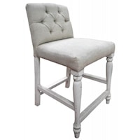 Counter Height Upholstered Barstool with Low Tufted Back