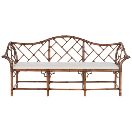 Chippendale Bamboo Settee -Brown