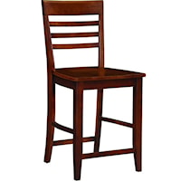 Roma Farmhouse Dining Stool with Ladder Back - Espresso