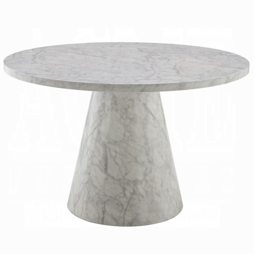 Contemporary Round Dining Table with Marble Finish