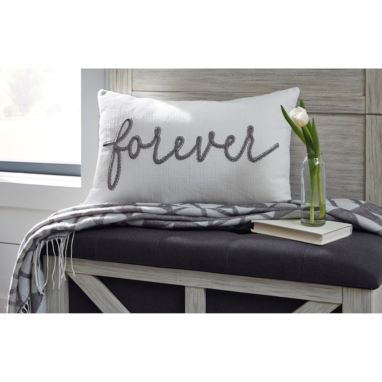 Ashley Furniture Signature Design Pillows Forever White/Gray Pillow