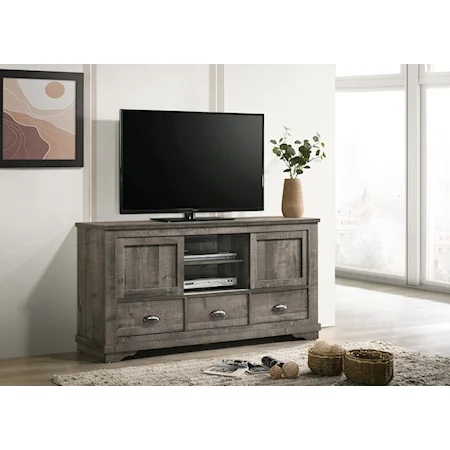 Transitional 3-Drawer TV Stand with Storage