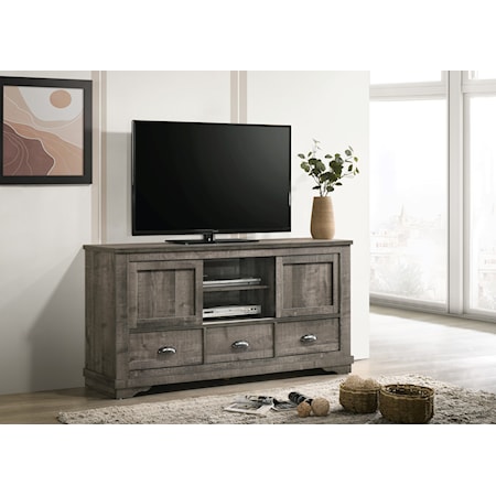 Transitional 3-Drawer TV Stand with Storage