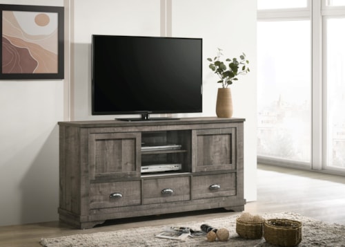 Transitional 3-Drawer TV Stand with Storage