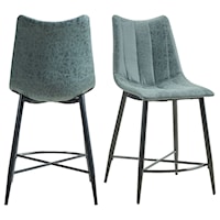 Transitional Gray Faux Leather Counter Height Side Chair (Set of 2)
