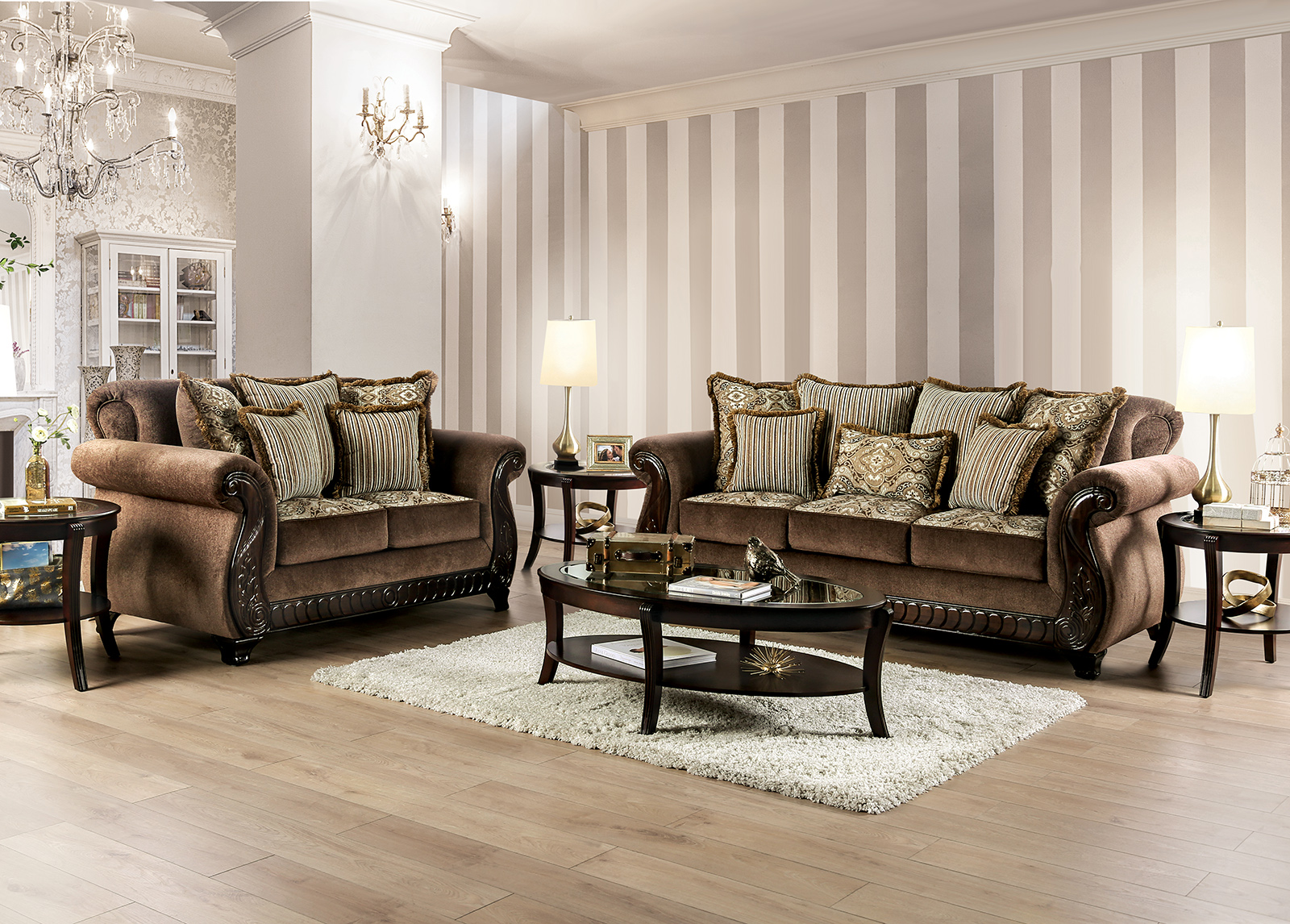 Furniture of America FOA Joselyn SM62132PC Traditional Sofa and