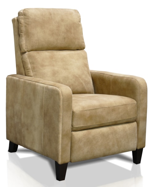 Transitional Push Back Recliner with Tapered Legs