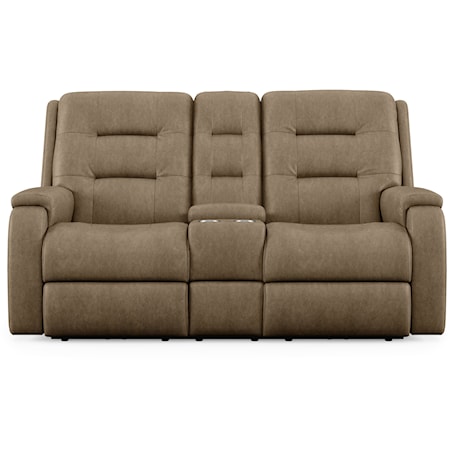 Contemporary Power Reclining Loveseat with Power Headrest and Lumbar