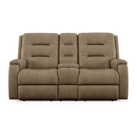 Power Headrest and Lumbar Console Loveseat