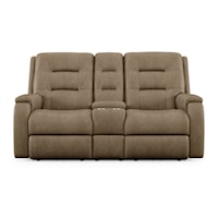 Contemporary Reclining Console Loveseat with Storage and Cup Holders